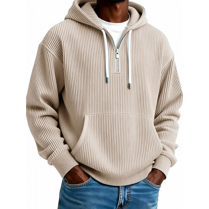 Herren Modischer Kapuzenpullover mit Reißverschluss und Rippstruktur Nord Taschen