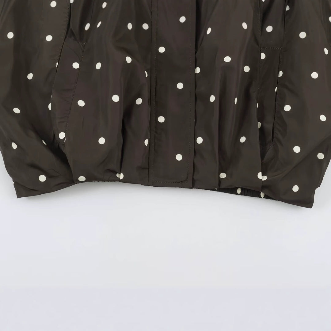 Damen Oversize-Windbreaker mit Tupfen-Print, hohem Stehkragen und elastischem Saum Nord Taschen