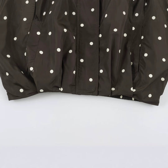Damen Oversize-Windbreaker mit Tupfen-Print, hohem Stehkragen und elastischem Saum Nord Taschen