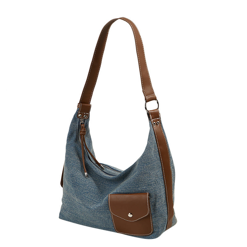 Damen Hobo-Tasche aus hochwertigem Denim mit weichem Kunstlederakzent Nord Taschen