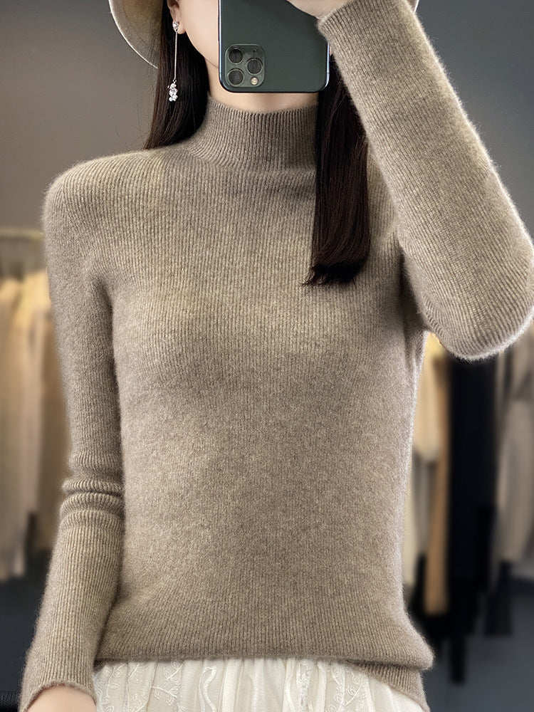 Damen Schlanker Feinstrick-Mockneckpullover aus feinem Angora‑Mix Nord Taschen
