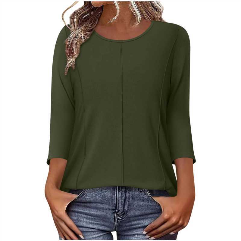 Damen nan lässiges Shirt mit dreiviertelärmeln und dekorativer Mittelnaht Nord Taschen