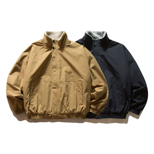 Unisex Kurz geschnittener winddichter Bomber mit Teddyfutterkragen und elastischem Bund Nord Taschen