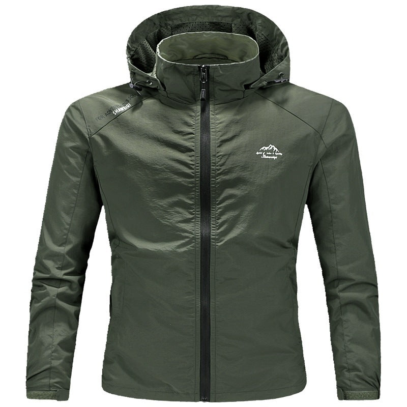 Herren Ultraleichte packbare Outdoorjacke mit hohem Kragen, Kapuze und atmungsaktivem Meshfutter Nord Taschen