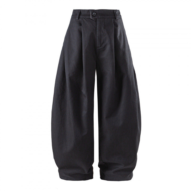 Damen Weite High-Waist Plissierte Balloon-Hose Nord Taschen
