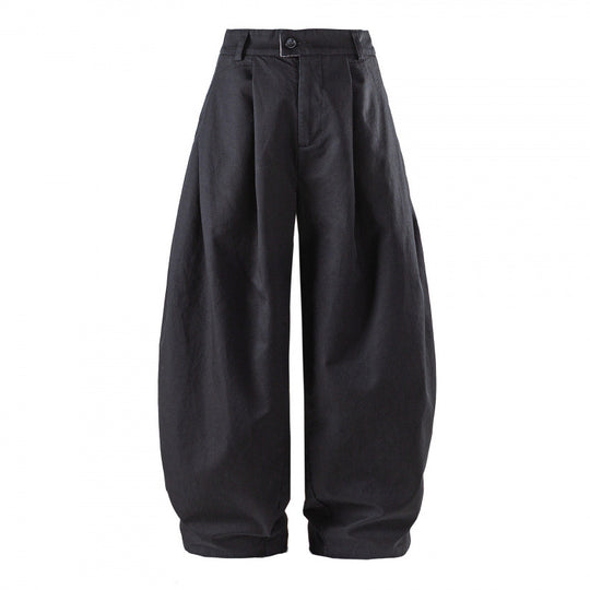Damen Weite High-Waist Plissierte Balloon-Hose Nord Taschen