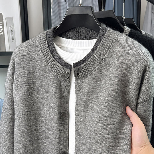 Damen Kurze Strickjacke mit Kontrastkragen und Knopfleiste Nord Taschen