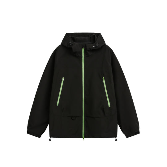 Damen Wasserdichte Softshell‑Regenjacke mit Kapuze, verstellbarem Saum und kontrastierenden Reißverschlüssen Nord Taschen
