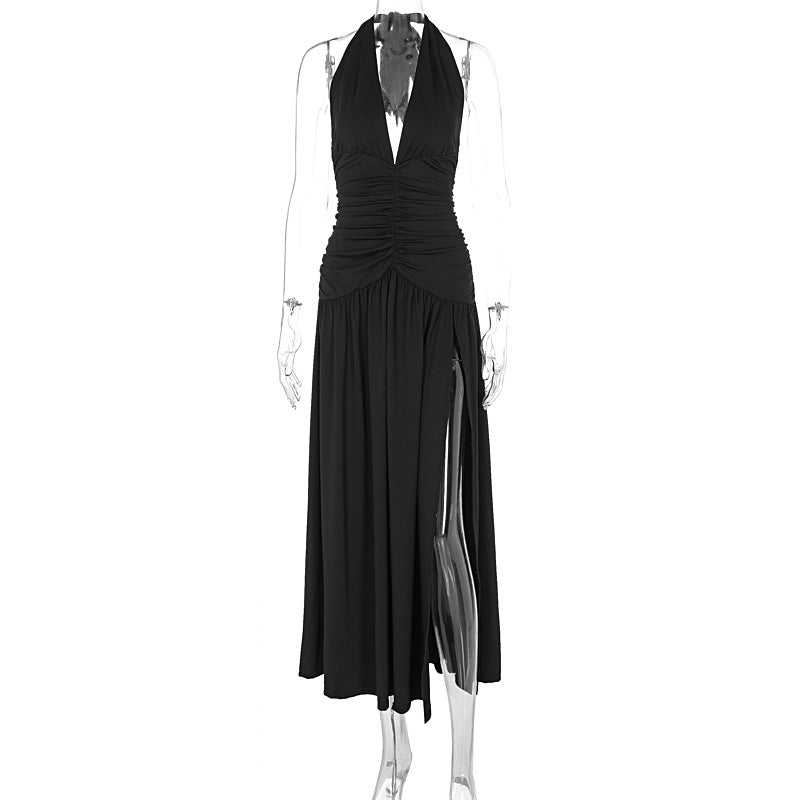 Damen Wickelkleid mit tiefem V-Ausschnitt und Raffung