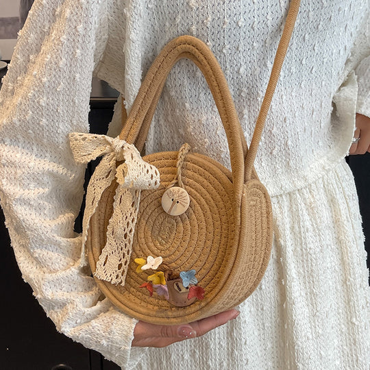 Damen Welleneffekt Slingtasche mit dekorativen Blumenapplikationen Nord Taschen