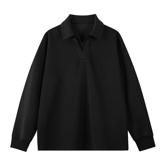 Herren Oversized Polo‑Sweatshirt mit tiefem V‑Ausschnitt, Hemdkragen und gerippten Bündchen Nord Taschen