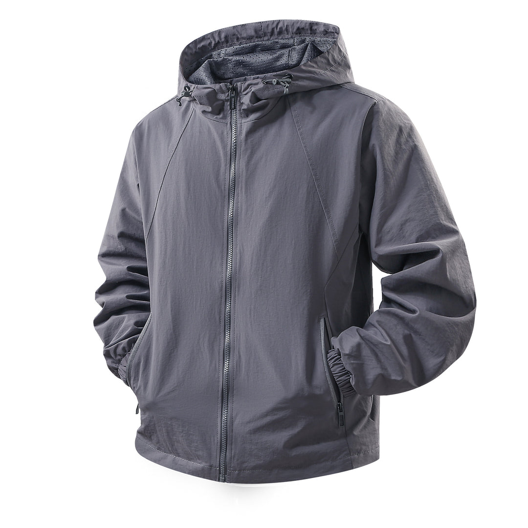 Herren Leichte atmungsaktive Kapuzen-Windjacke mit Mesh-Innenfutter und Reißverschlusstaschen Nord Taschen