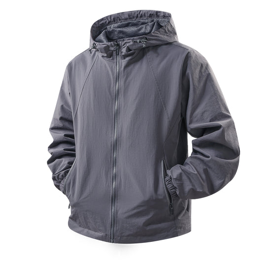 Herren Leichte atmungsaktive Kapuzen-Windjacke mit Mesh-Innenfutter und Reißverschlusstaschen Nord Taschen