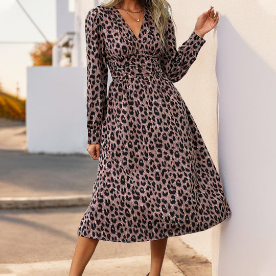 Damen Midikleid im Wickelstil mit taillierter Schnittführung, V‑Ausschnitt und langem Ärmel Nord Taschen