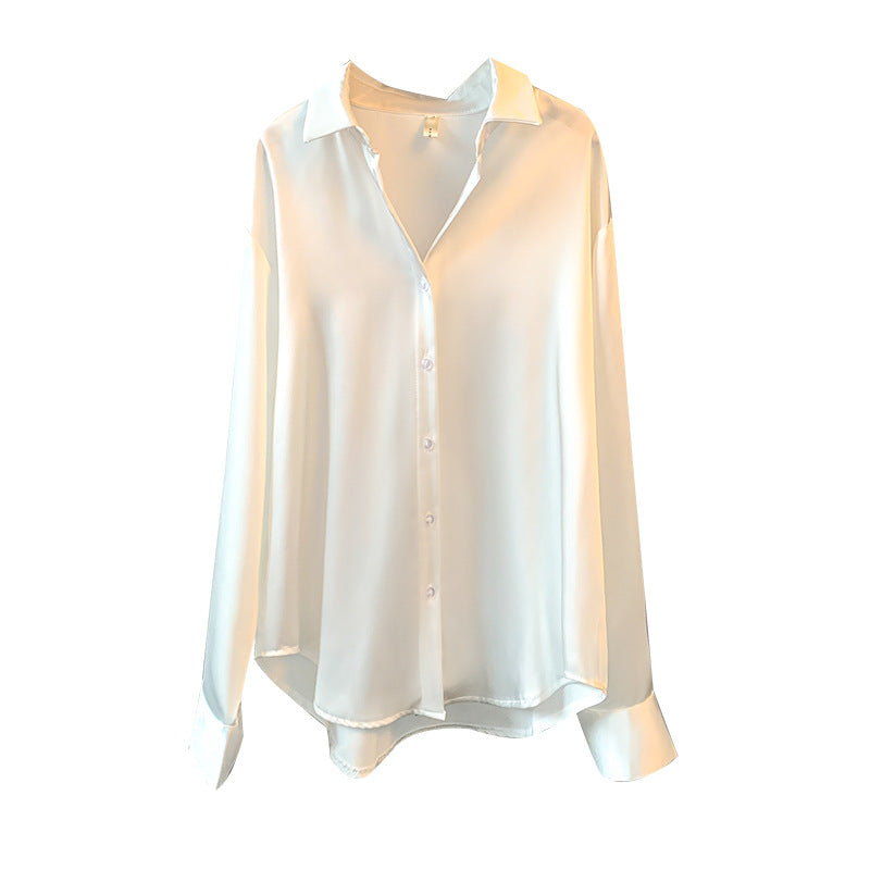 Damen Elegante Bluse aus feinem Satin mit Rüschendetails