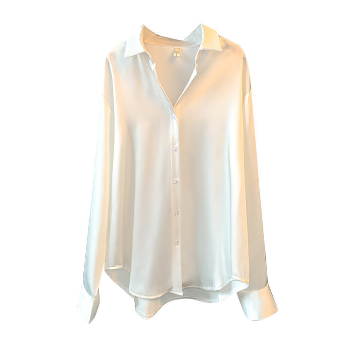 Damen Elegante Bluse aus feinem Satin mit Rüschendetails