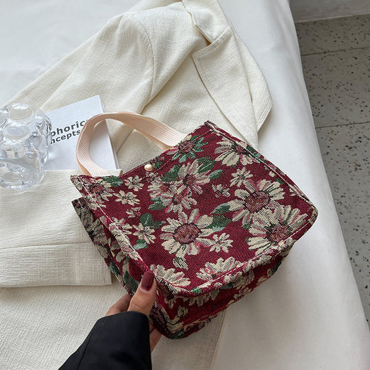 Damen Jute-Shopper-Tasche mit floralem Design und robusten Henkeln Nord Taschen