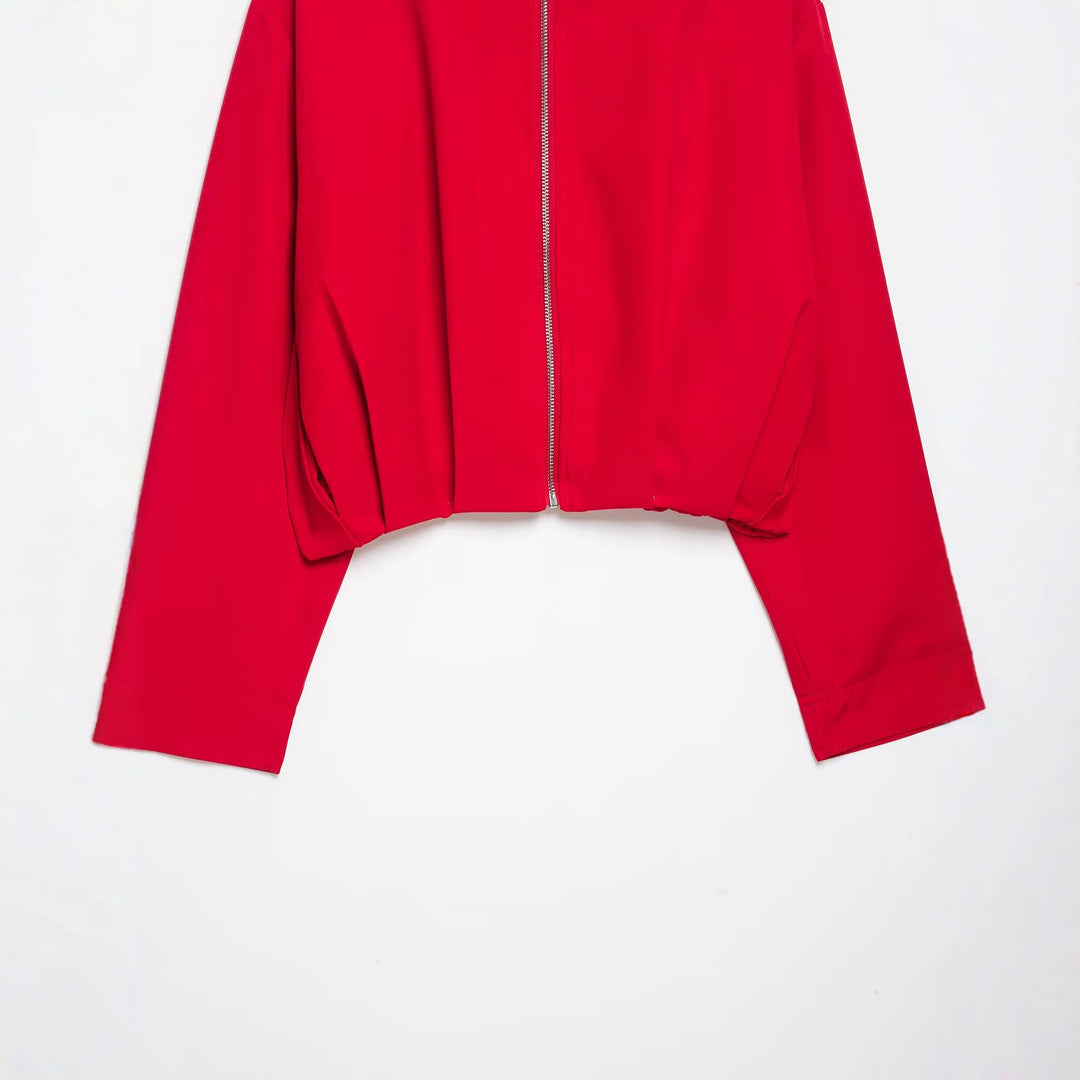 Damen Cropped-Boxy-Jacke mit hohem Stehkragen und durchgehendem Reißverschluss Nord Taschen