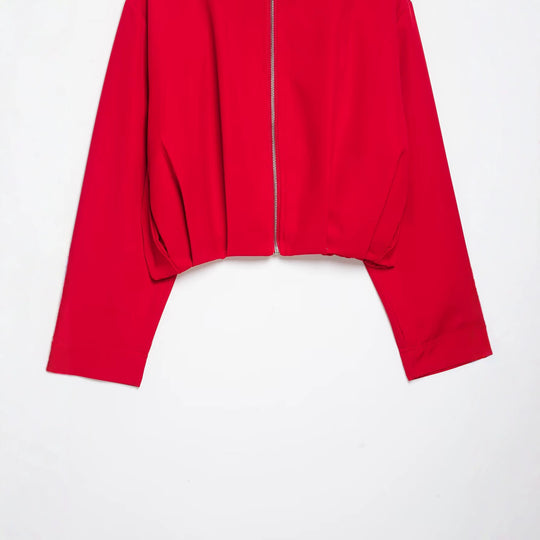 Damen Cropped-Boxy-Jacke mit hohem Stehkragen und durchgehendem Reißverschluss Nord Taschen
