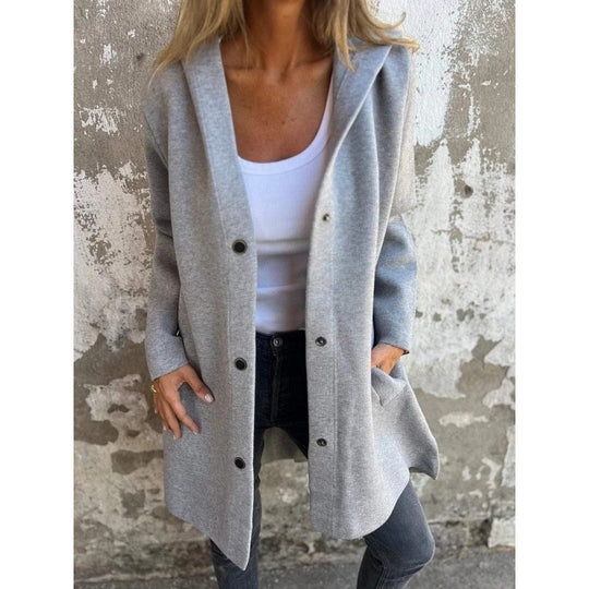 Damen Midilanger Oversize-Mantel aus Wollmix mit klarer Knopfleiste und minimalistischem Revers Nord Taschen