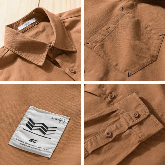 Herren Offenes Baumwoll-Overshirt im Layering-Look mit aufgesetzter Brusttasche Nord Taschen