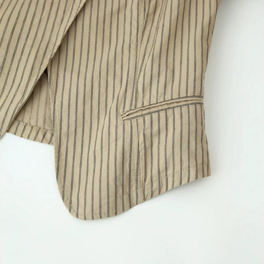 Damen Asymmetrische Nadelstreifen-Blazerjacke mit Stehkragen und überlappender Vorderseite Nord Taschen