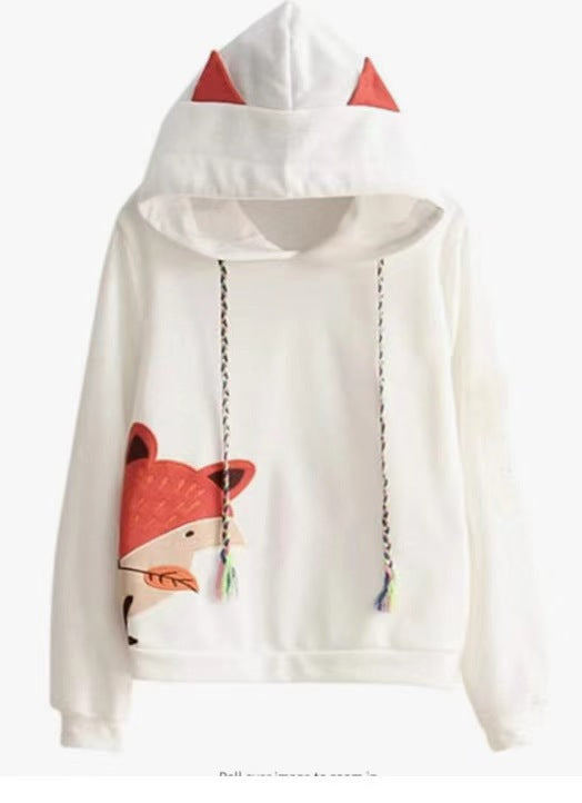 Damen Kapuzenpullover mit Fuchs-Ohren und Schwanz-Print Nord Taschen