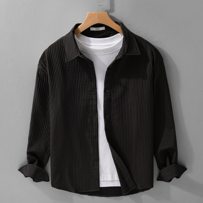 Herren Gestepptes Overshirt aus leichter Baumwollstruktur mit Druckknopfleiste Nord Taschen