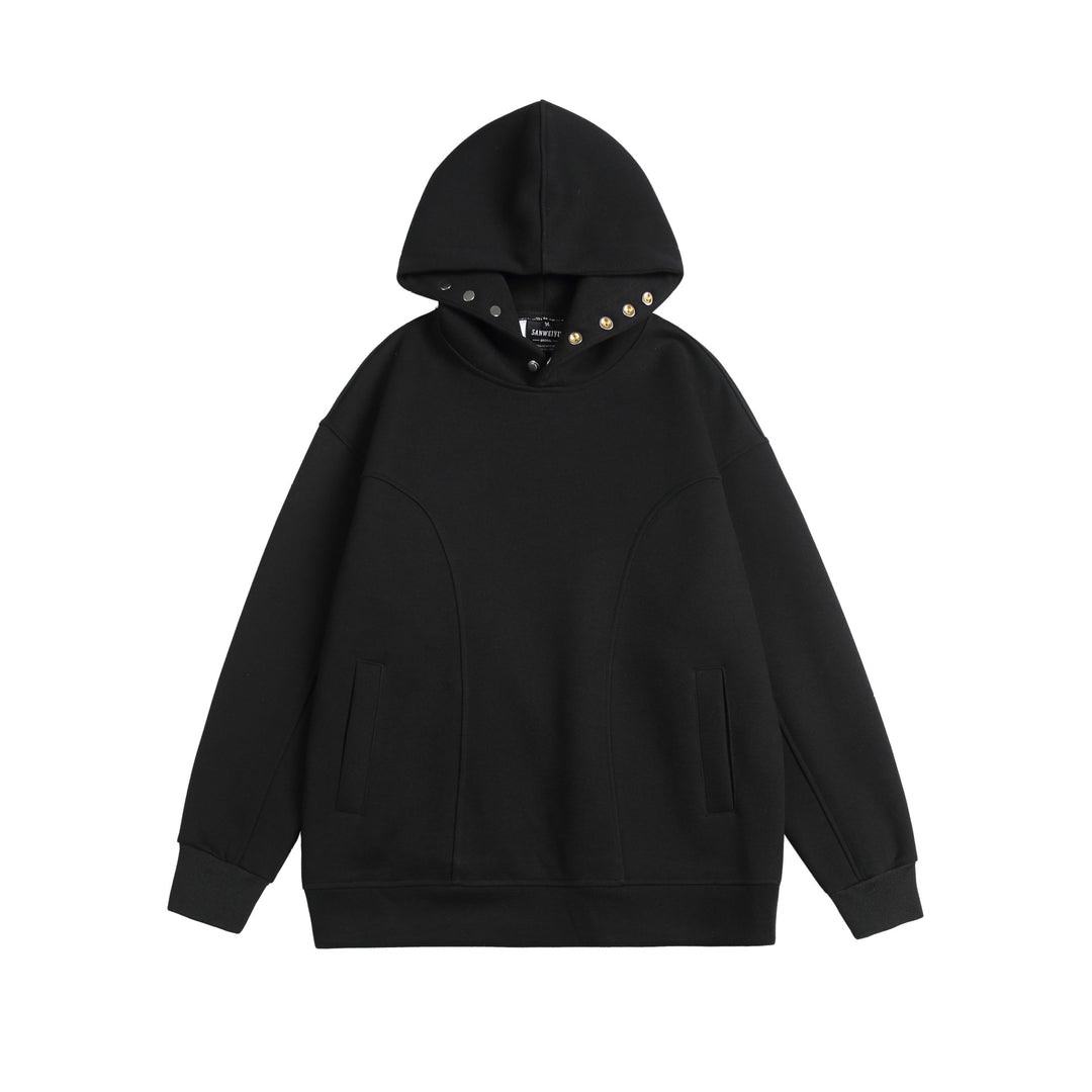Unisex Oversize Kapuzenpullover mit Druckknopffunnel und Teilungsnähten Nord Taschen