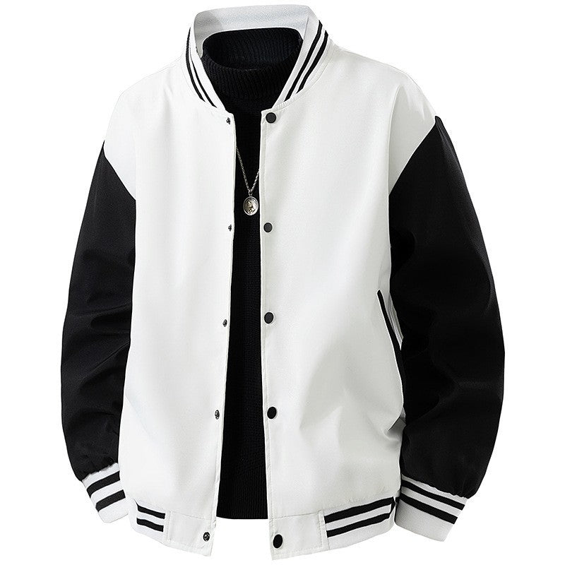 Herren College-Bomberjacke im Retro-Varsity-Design mit Druckknopffront, kontrastärmeln und gerippten Streifenbündchen Nord Taschen