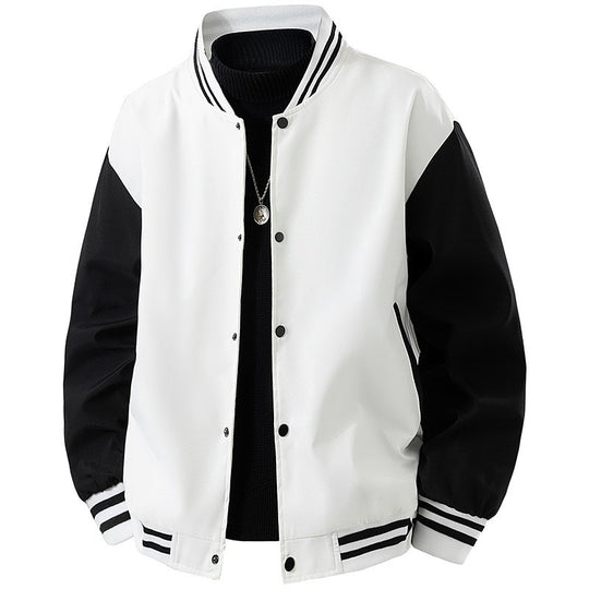 Herren College-Bomberjacke im Retro-Varsity-Design mit Druckknopffront, kontrastärmeln und gerippten Streifenbündchen Nord Taschen