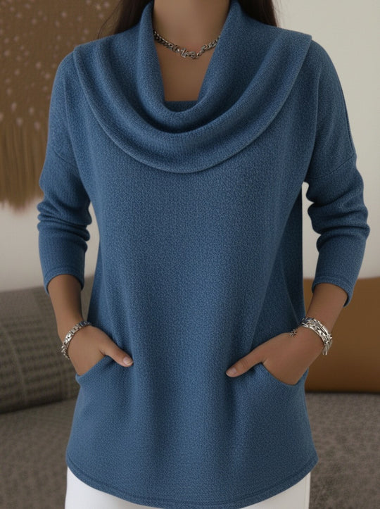 Damen Kuscheliger Feinstrick-Pullover mit Schalkragen und Eingrifftaschen Nord Taschen