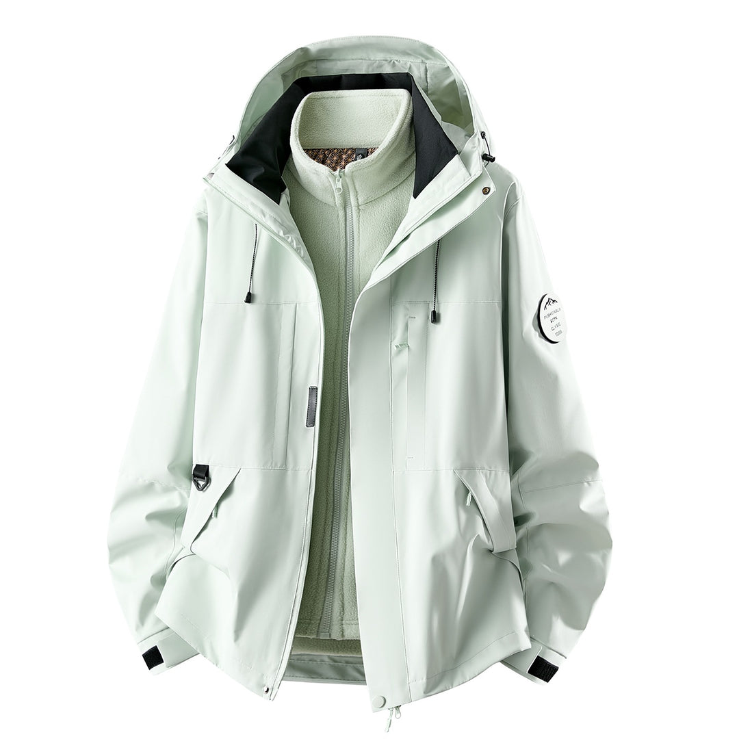 Damen Dreiteilige wasserdichte Outdoorjacke mit abnehmbarem Fleece-Innenlayer Nord Taschen