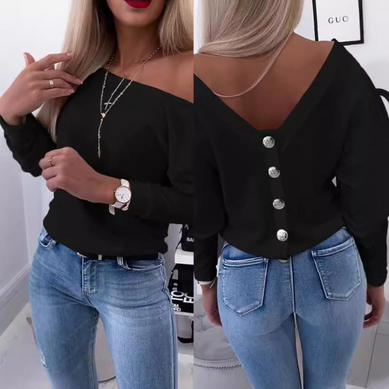 Damen Off-Shoulder Freizeit Pullover Top