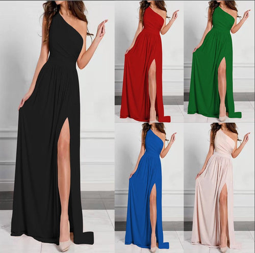 Damen Maxikleid mit asymmetrischem Schnitt und verführerischem Beinschlitz
