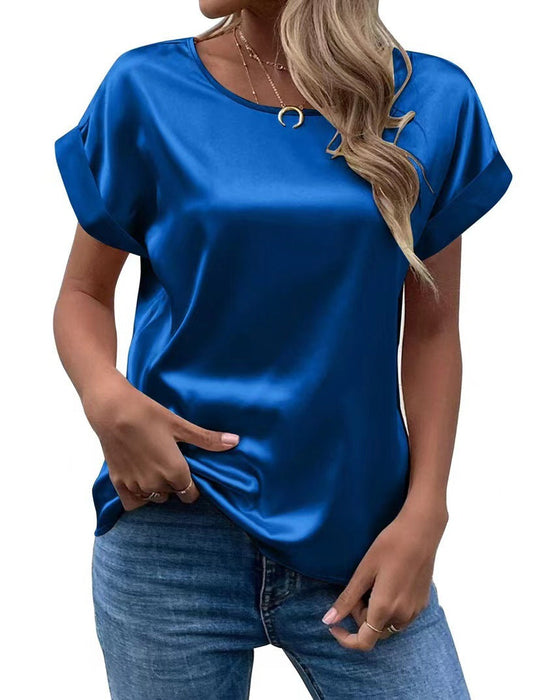 Damen Satin T-Shirt mit elegante Details