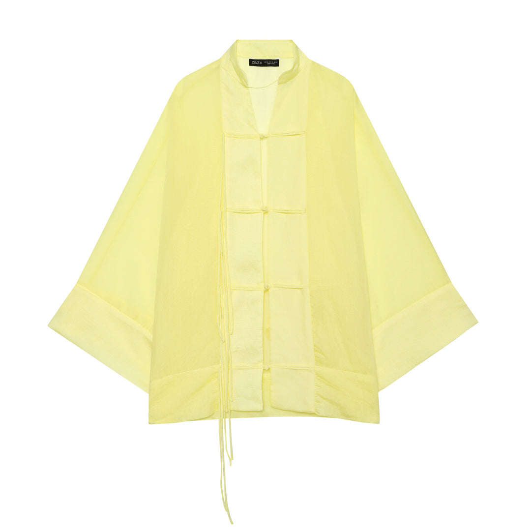 Damen Kimono-Capejacke mit Chinaknopfverschluss und langen Quasten Nord Taschen