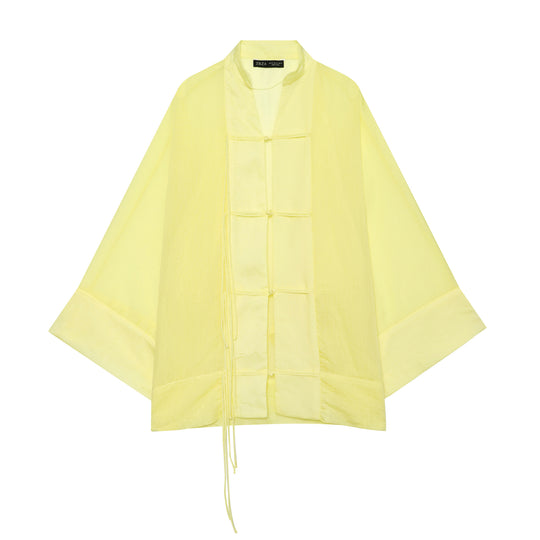Damen Kimono-Capejacke mit Chinaknopfverschluss und langen Quasten Nord Taschen