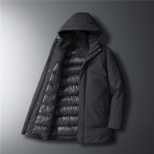 Herren moderner Urban-Longparka mit versteckter Reißverschlussblende und ergonomischer Kapuze Nord Taschen