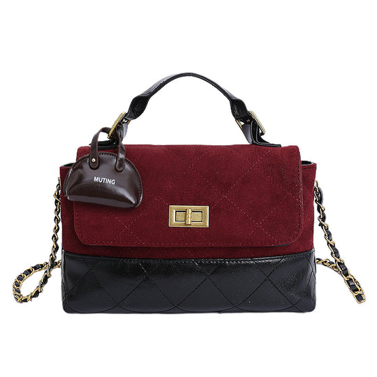 Damen modische Handtasche aus hochwertigem Wildleder mit kontrastierenden Details Nord Taschen