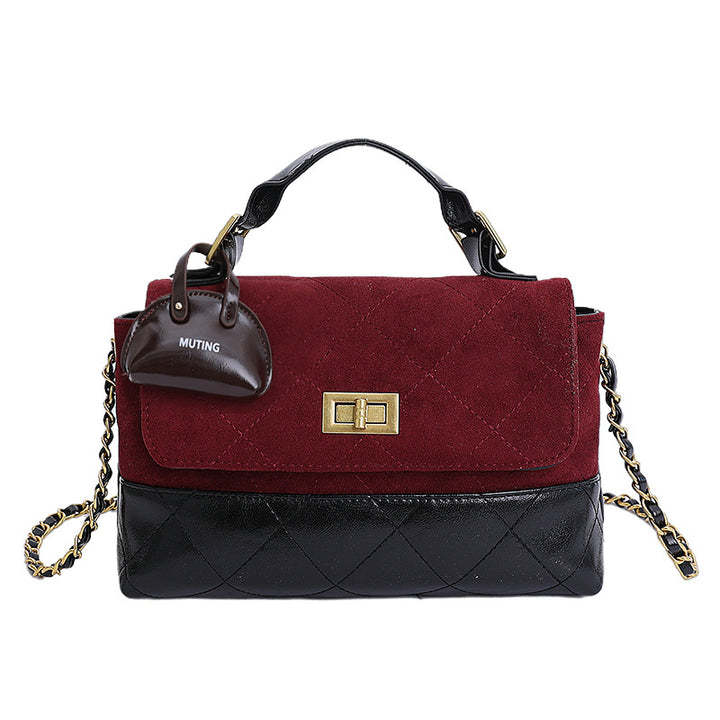 Damen modische Handtasche aus hochwertigem Wildleder mit kontrastierenden Details Nord Taschen