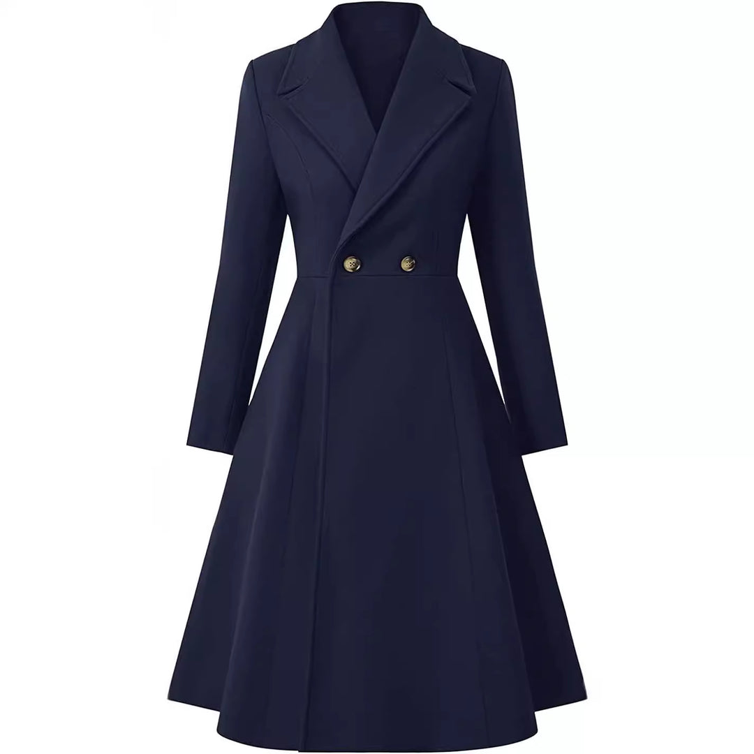 Damen Tailliertes Mantelkleid im A‑Linien‑Tailoring aus Wollmix mit schmaler Taille und ausgestelltem Rock Nord Taschen