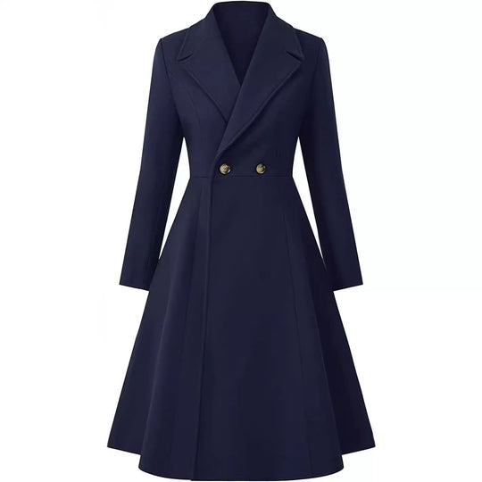 Damen Tailliertes Mantelkleid im A‑Linien‑Tailoring aus Wollmix mit schmaler Taille und ausgestelltem Rock Nord Taschen