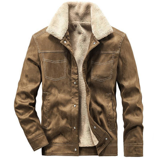 Herren Pilotenjacke in Wildlederoptik mit Sherpa‑Futter und Steppdetails Nord Taschen