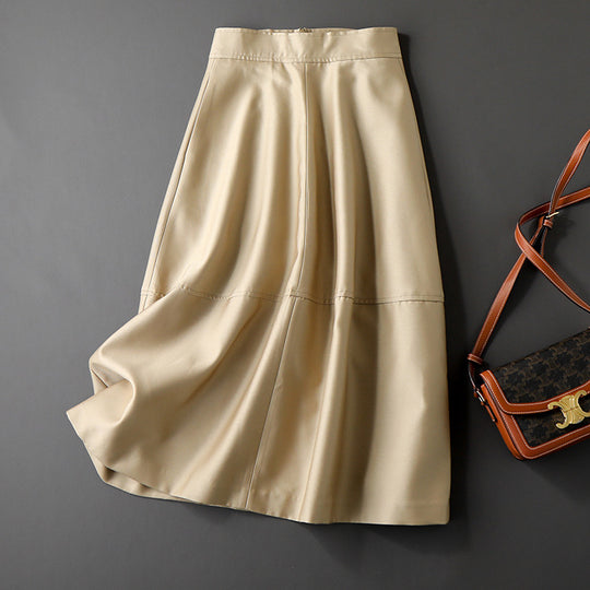 Damen Midirock aus Kunstleder mit taillenhoher A-Linien-Silhouette Nord Taschen