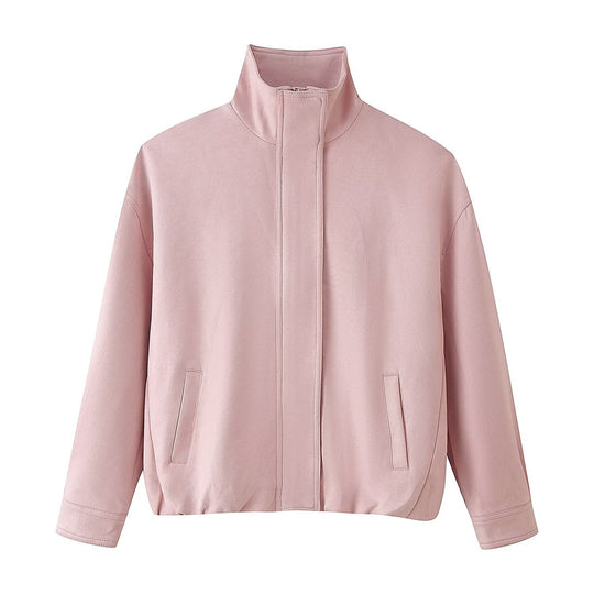 Damen Boxy-Kurzjacke mit hohem Funnelkragen und verdeckter Reißverschlussleiste Nord Taschen