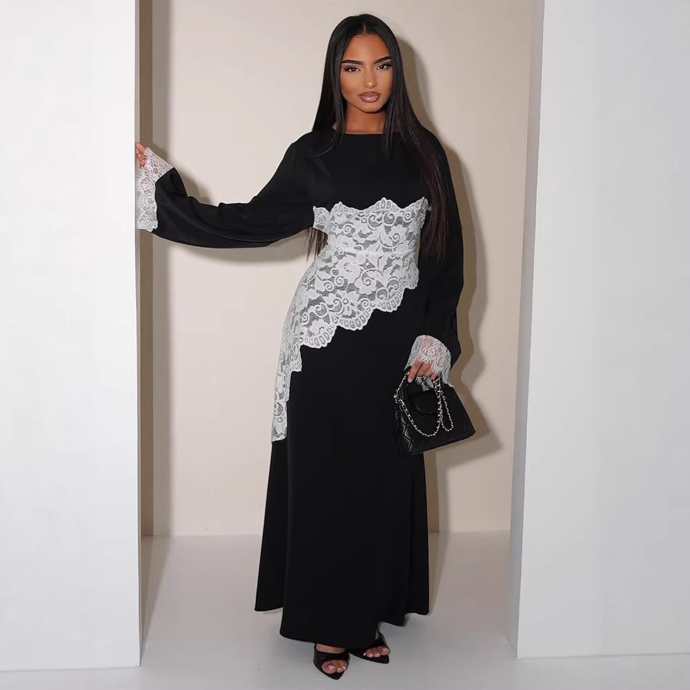 Damen Lagenlook-Spitzen-Tunika mit Bindegürtel und asymmetrischem Saum Nord Taschen