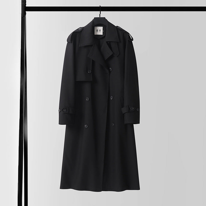 Damen klassischer Doppelreihiger Trenchcoat mit Taillengürtel und Schalkragen Nord Taschen