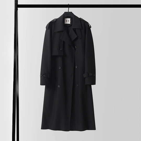Damen klassischer Doppelreihiger Trenchcoat mit Taillengürtel und Schalkragen Nord Taschen