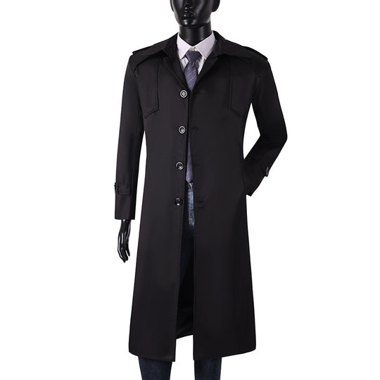 Herren Lang geschnittener Trenchcoat mit klassischem Revers und wasserabweisendem Finish Nord Taschen